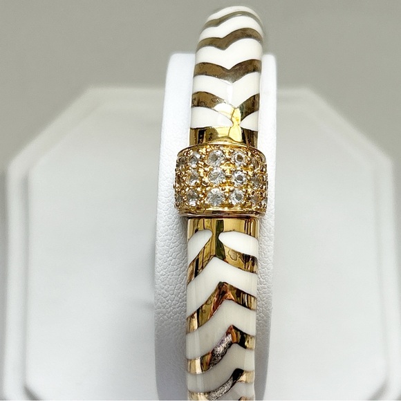 Vintage Angelique de Paris Mata Hari 18 Karat Gold Vermeil Cream Bangle Bracelet - Picture 5 of 13